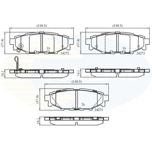 Comline 4 x Rear Brake Pad Set CBP36052