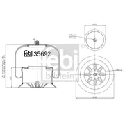 Febi Air Suspension Bellow 155mm Front Right 35692