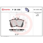 Brembo 4 x Rear Brake Pad Set P28030