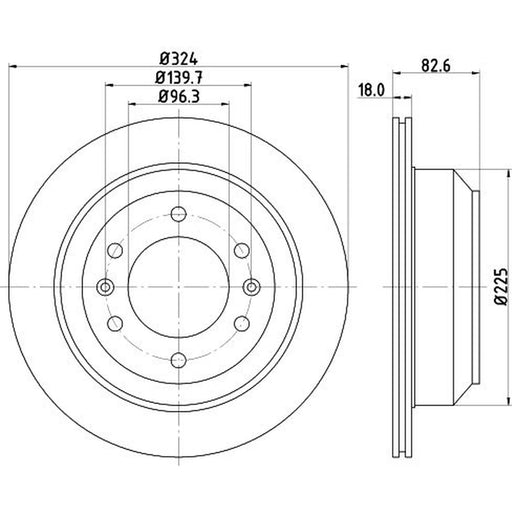DON 2 x Internally Vented Rear Brake Discs PCD14322