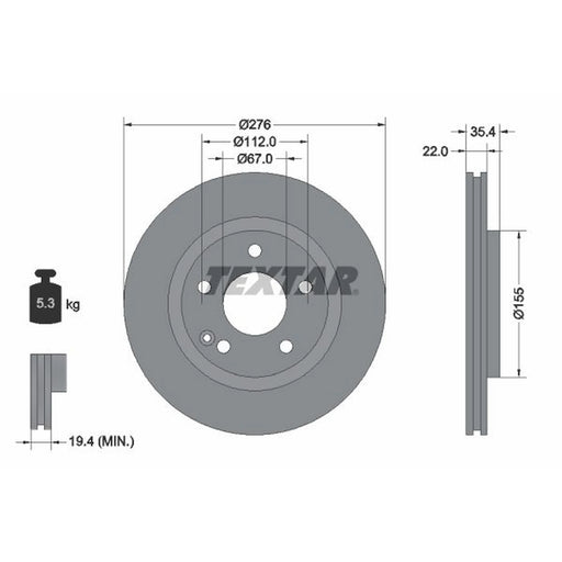 Textar 2 x Front Brake Discs 92099603