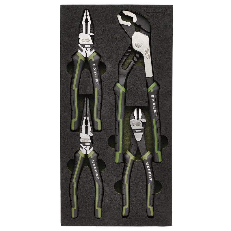 Expert 4 Piece High Leverage Pliers Set with EVA Foam Tray