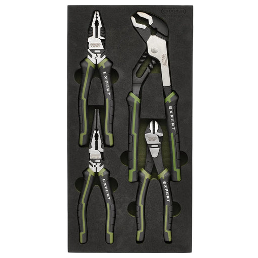 Expert 4 Piece High Leverage Pliers Set with EVA Foam Tray
