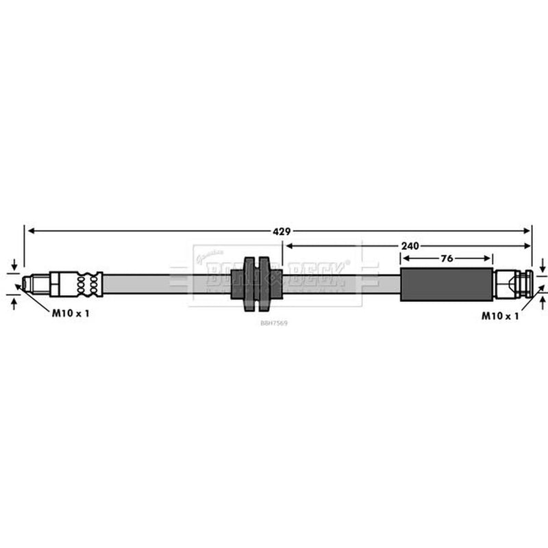 Borg & Beck Brake Hydraulic Hose Line Front Left BBH7569