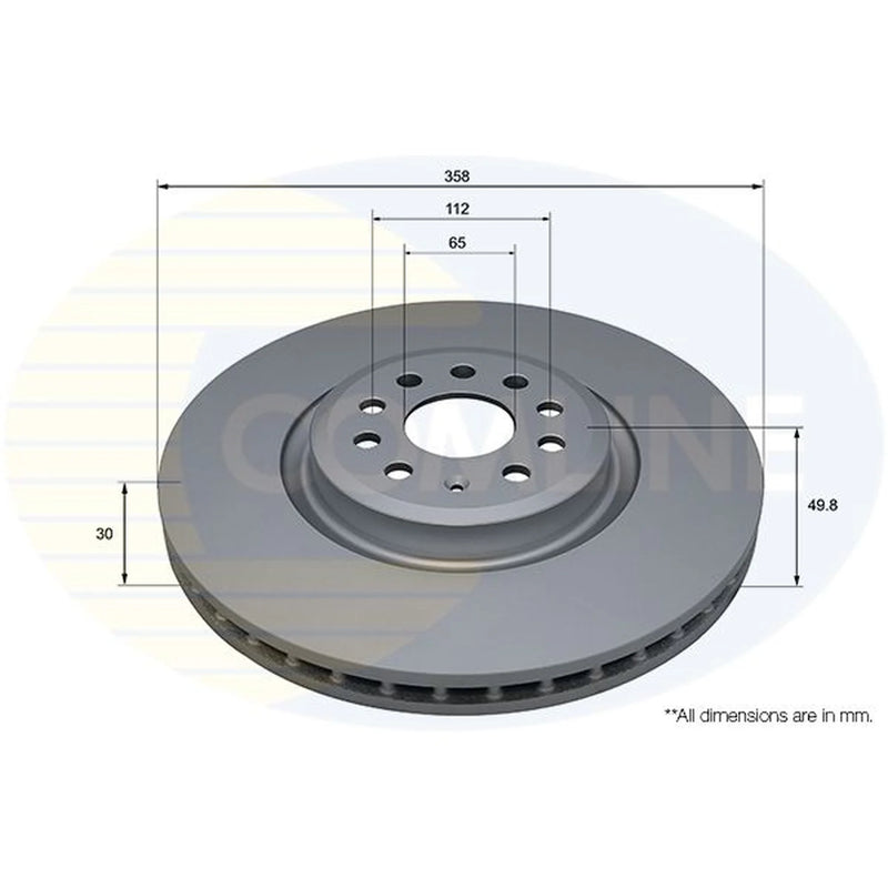 Comline 2 x Internally Vented Front Brake Discs ADC5104V