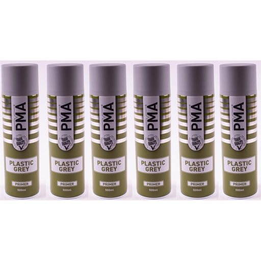 6x AUTOTEK Professional Grey Plastic Primer 500ml Spray High Coverage Autotek  - Town Parts
