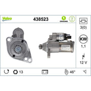 Valeo Starter Motor 12V 1.1kW 13 Teeth 438523