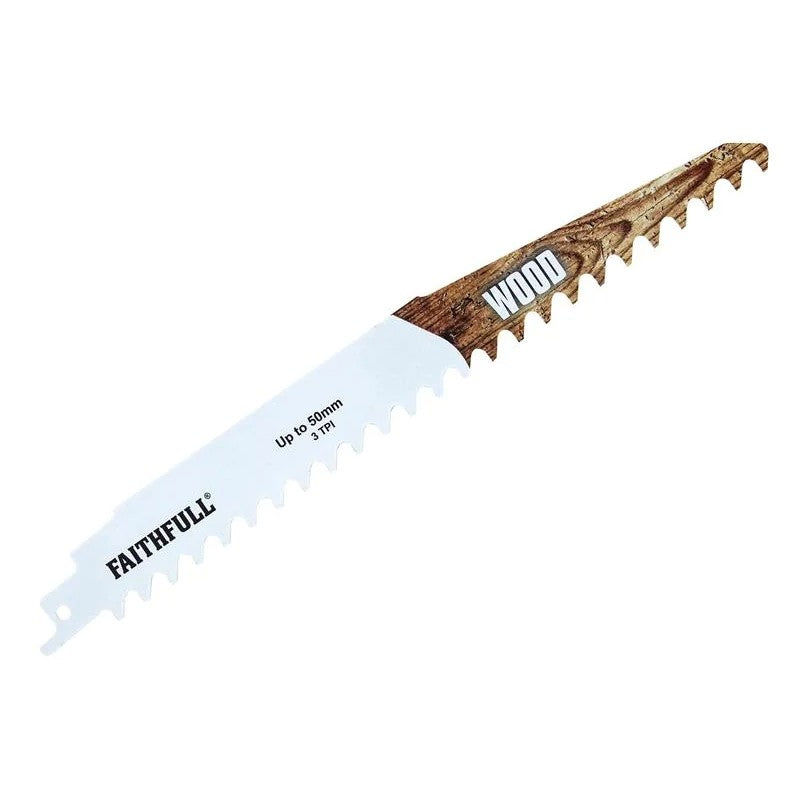 Faithfull S1141HM Wood Carbide Sabre Saw Blade 228mm x 3 TPI - FAISBS1141HM