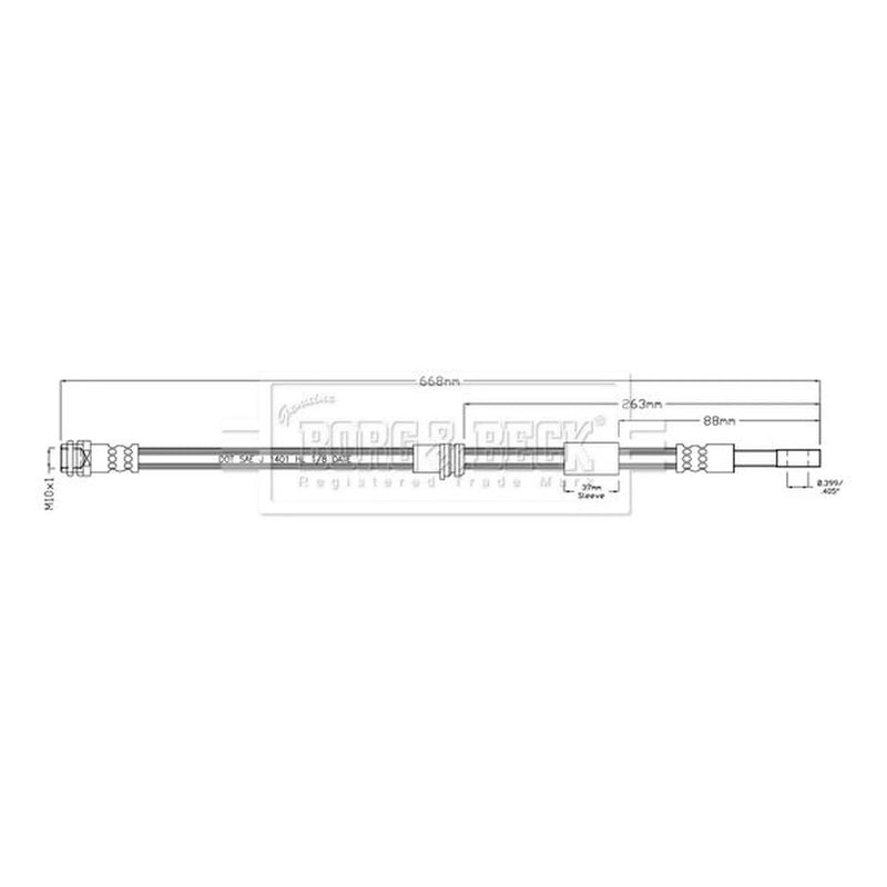 Borg & Beck Brake Hydraulic Hose Line Rear Left BBH8946