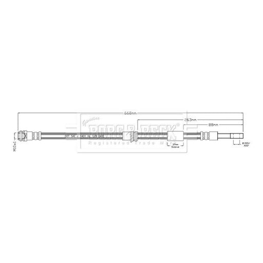 Borg & Beck Brake Hydraulic Hose Line Rear Left BBH8946
