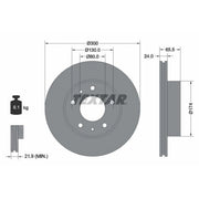Textar 2 x Vented Front Brake Discs 92116703