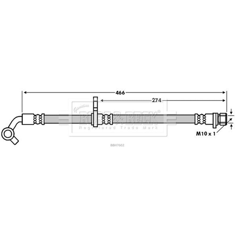 Borg & Beck Brake Hydraulic Hose Line Rear Left BBH7602