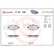 Brembo 4 x Rear Brake Pad Set P61140