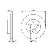 Bosch 2 x Vented Brake Discs 0 986 479 S80