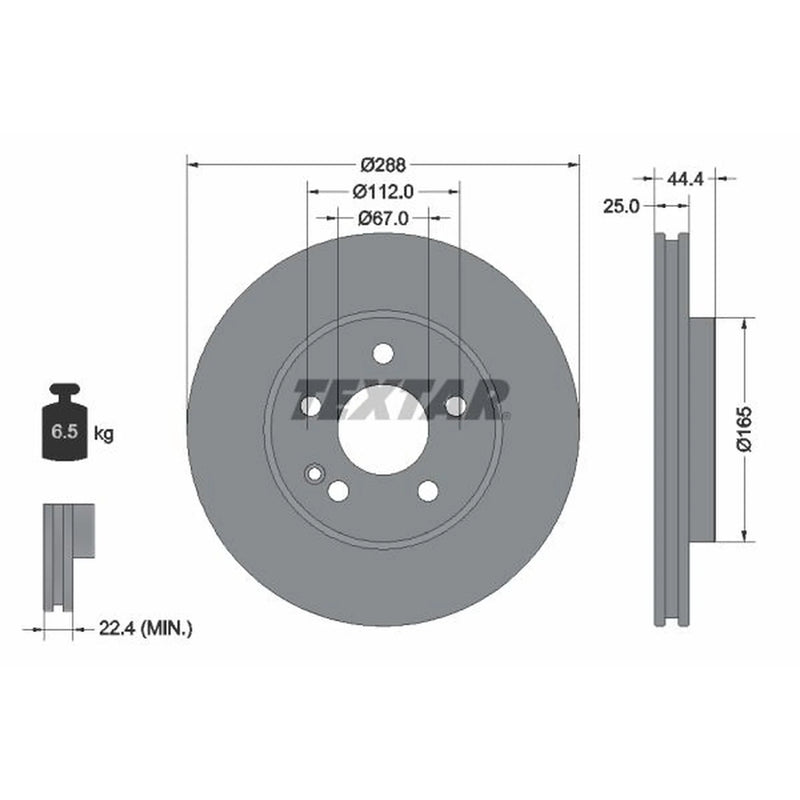 Textar 2 x Vented Front Brake Discs 92132005
