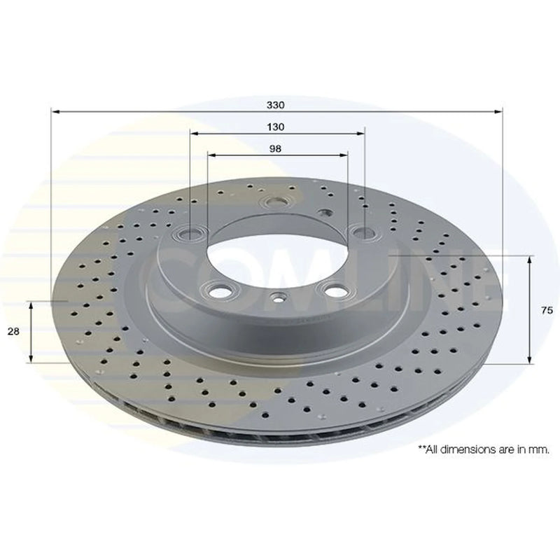 Comline 2 x Perforated/Vented Rear Brake Discs ADC2934VL
