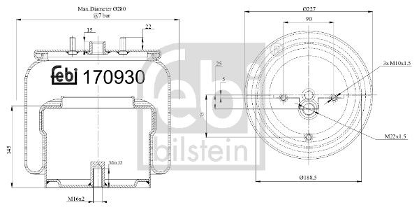 Febi Air Suspension Bellow 189mm Front