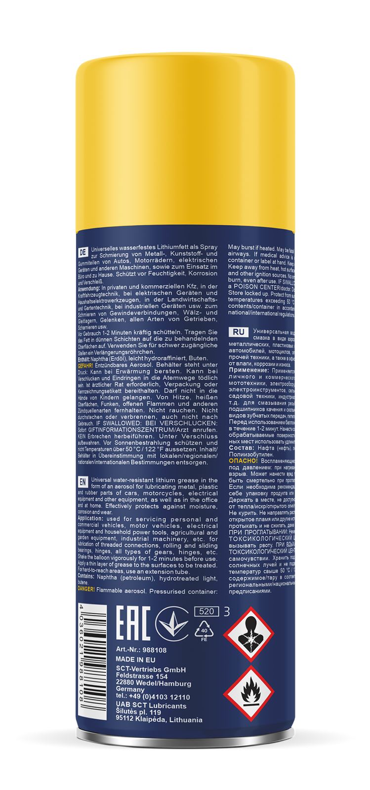 MANNOL High Performance Clear Grease Lubricant Spray Aerosol Lithium 400ml - MAN