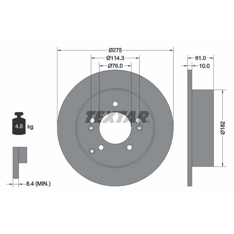 Textar 2 x Solid Rear Brake Discs 92185803