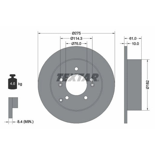 Textar 2 x Solid Rear Brake Discs 92185803