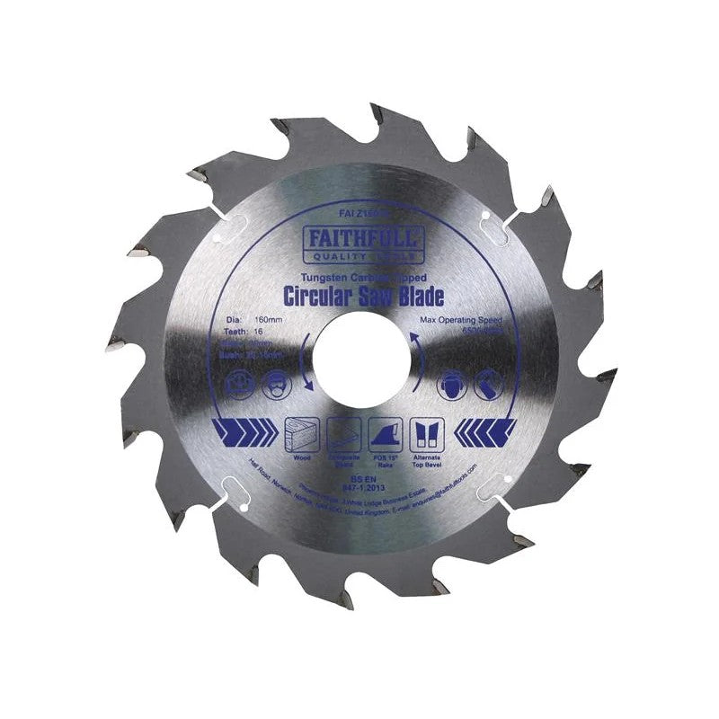 Faithfull TCT Circular Saw Blade 160 x 30mm x 16T POS - FAIZ16016
