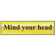 Scan Mind Your Head - Polished Brass Effect 200 x 50mm - 6030