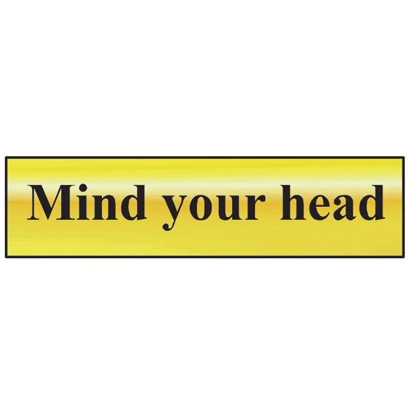 Scan Mind Your Head - Polished Brass Effect 200 x 50mm - 6030