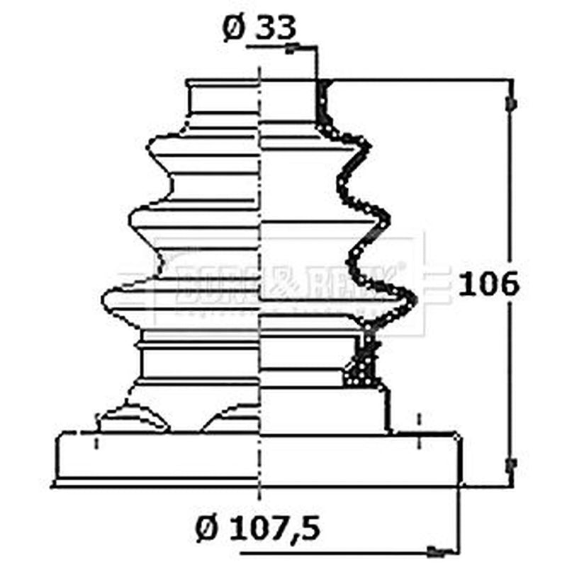 Borg & Beck Drive Shaft Bellow Kit Rear Left BCB6386