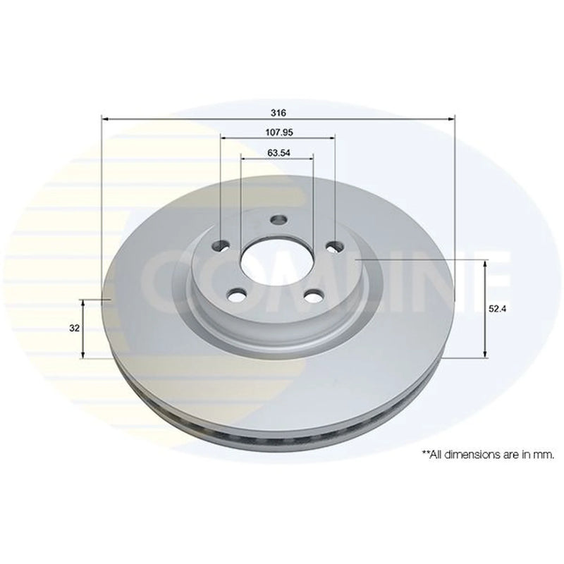 Comline 2 x Internally Vented Front Brake Discs ADC1289V