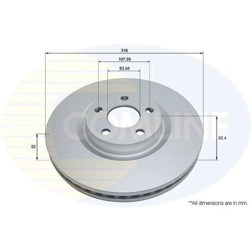 Comline 2 x Internally Vented Front Brake Discs ADC1289V