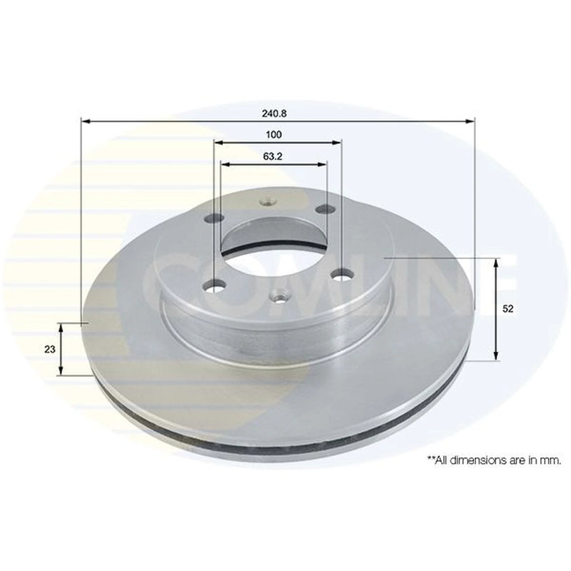 Comline 2 x Internally Vented Front Brake Discs ADC1032V