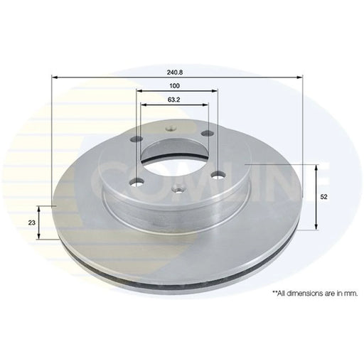 Comline 2 x Internally Vented Front Brake Discs ADC1032V
