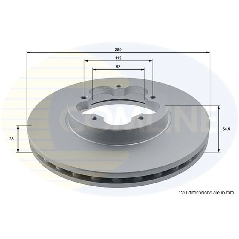 Comline 2 x Internally Vented Front Brake Discs ADC1234V