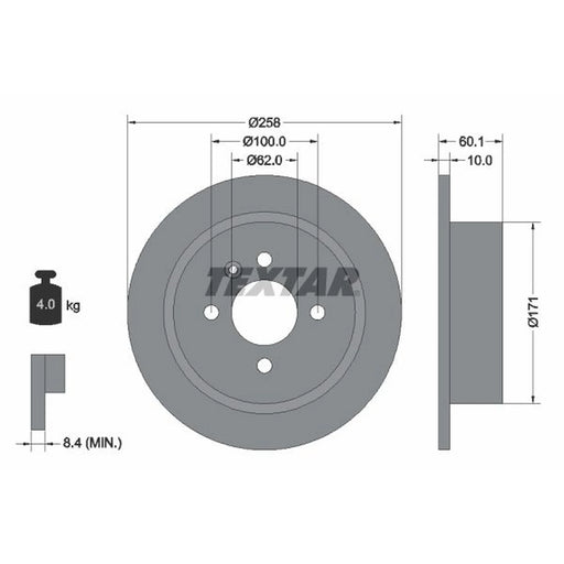 Textar 2 x Solid Rear Brake Discs 92019200