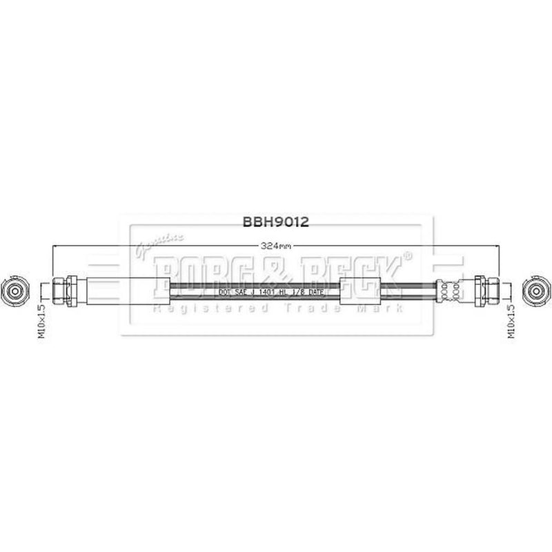 Borg & Beck Brake Hydraulic Hose Line Rear Left BBH9012