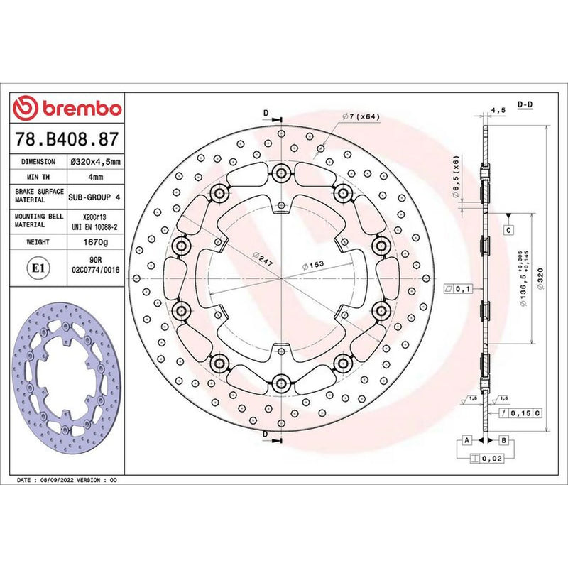 Brembo 2 x Floating Front Brake Disc Brake Discs 78B40887
