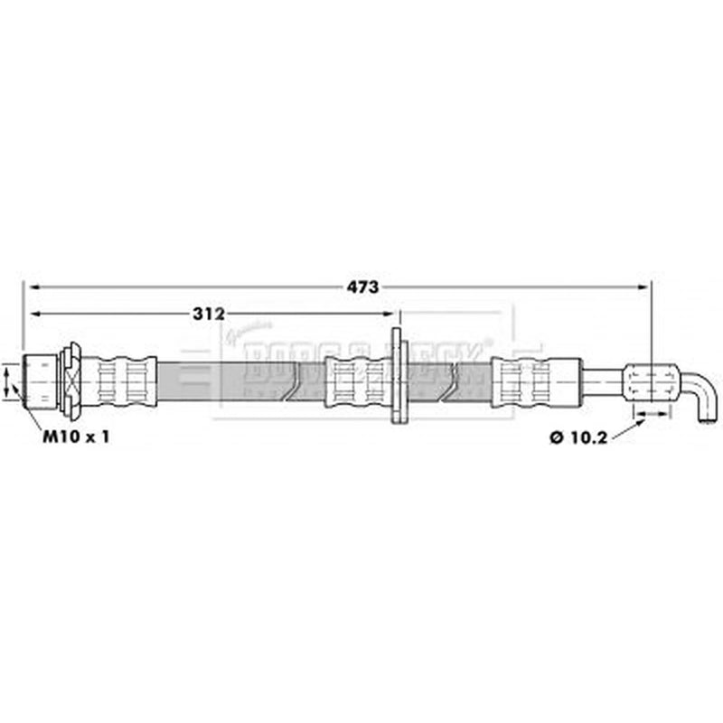 Borg & Beck Brake Hydraulic Hose Line Front Left BBH7221