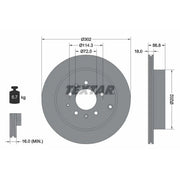 Textar 2 x Internally Vented Rear Brake Discs 92180903