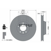 Textar 2 x Front Vented Brake Discs 92121705