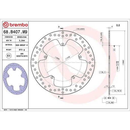 Brembo 2 x Rigid Front Brake Disc Brake Discs 68B407M9