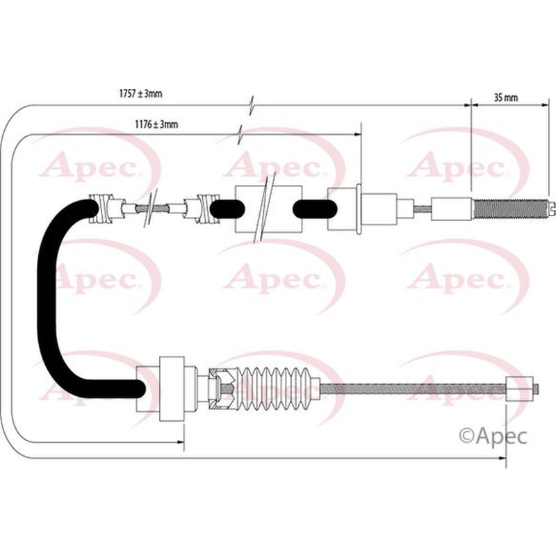 Apec Handbrake Cable Left Rear CAB1527