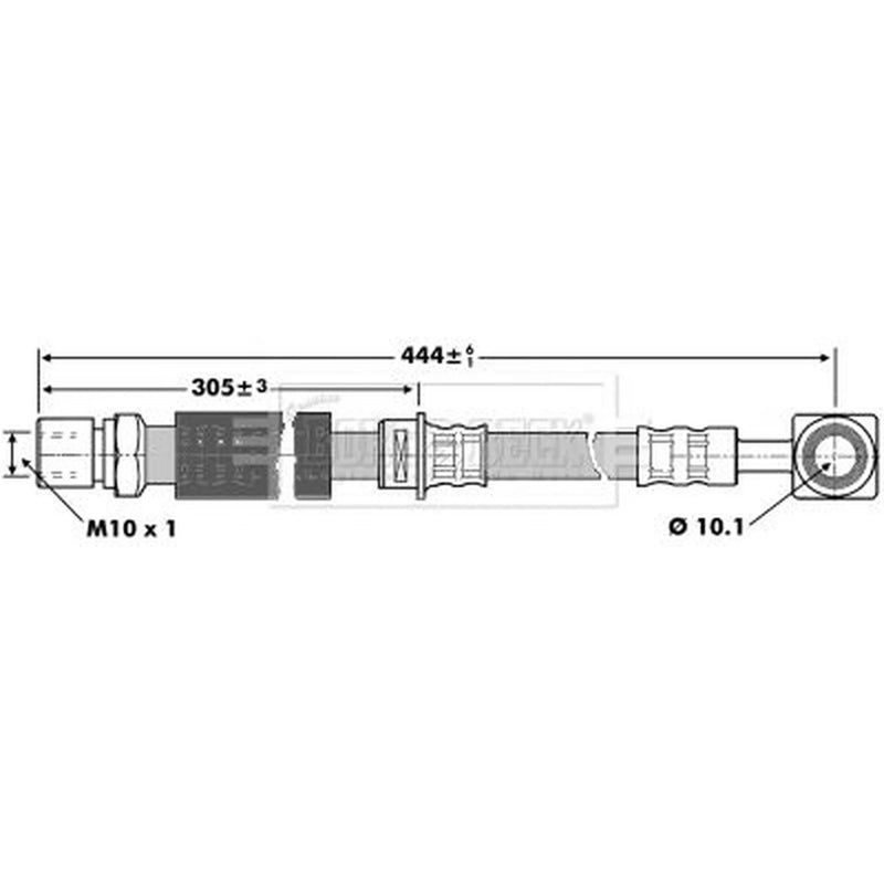 Borg & Beck Brake Hydraulic Hose Line Front Left BBH6845