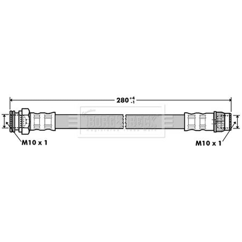 Borg & Beck Brake Hydraulic Hose Line Rear Left BBH7356