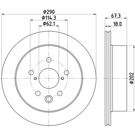 DON 2 x Internally Vented Rear Brake Discs PCD22232