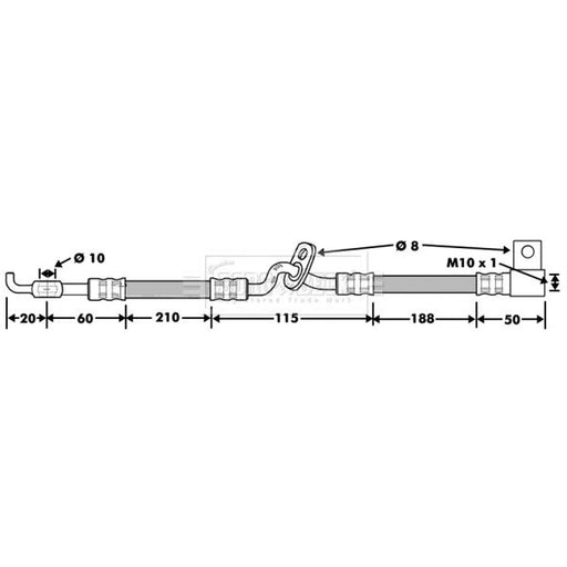 Borg & Beck Brake Hydraulic Hose Line Front Right BBH7478