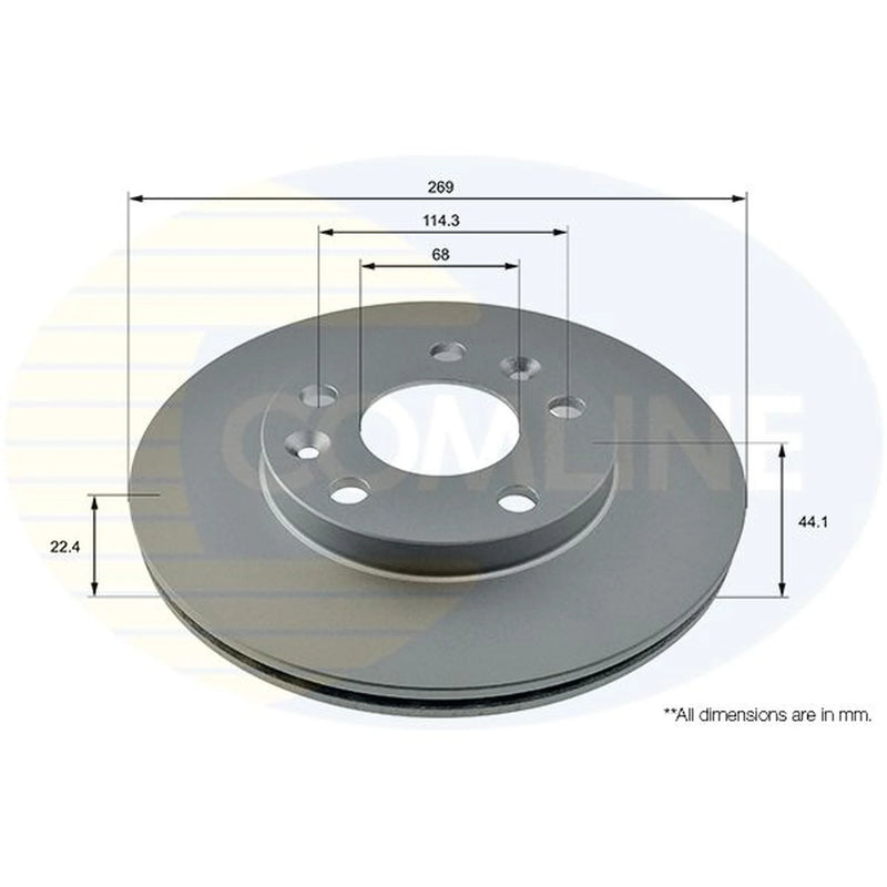 Comline 2 x Internally Vented Front Brake Discs ADC2730V