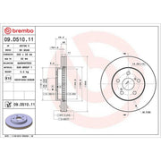 Brembo 2 x Internally Vented Front Brake Discs 09.D510.11