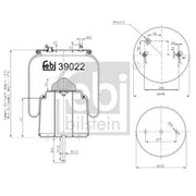Febi Air Suspension Bellow 205mm Rear Right 39022