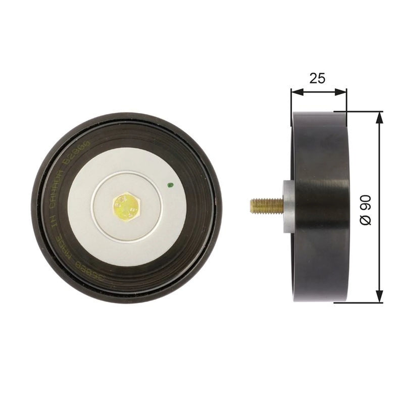 Gates V-Ribbed Belt Deflection/Guide Pulley Upper T36080