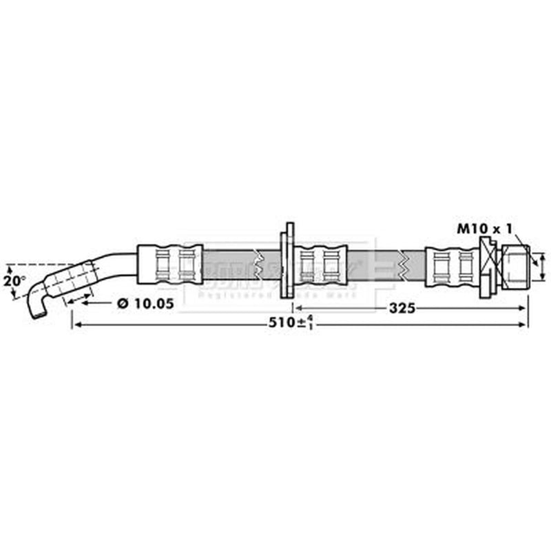 Borg & Beck Brake Hydraulic Hose Line Front Right BBH7217